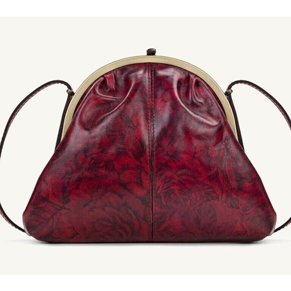 Patricia Nash Silvia Frame Bag Etched Roses Leather - Picture 1 of 10